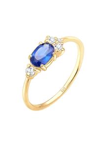 Elli PREMIUM Elli PREMIUM verlovingsring voor dames met synthetische robijn en zirkonia kristallen in 925 sterling zilver verguld