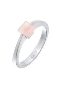 Elli PREMIUM Dames Vierkant Solitair met Kwarts Edelsteen in 925 Sterling Zilver Verguld