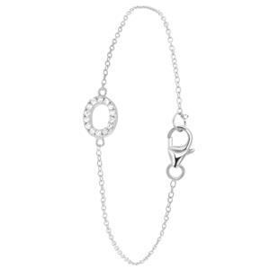 Lucardi Zilveren armband alfabet met zirkonia - c