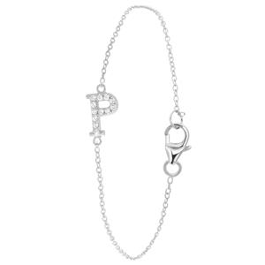 Lucardi Zilveren armband alfabet met zirkonia - c