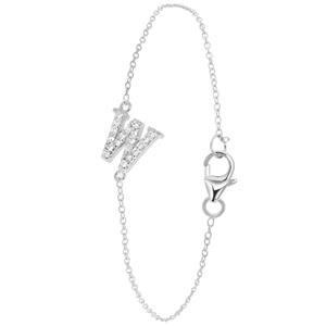 Lucardi Zilveren armband alfabet met zirkonia - c