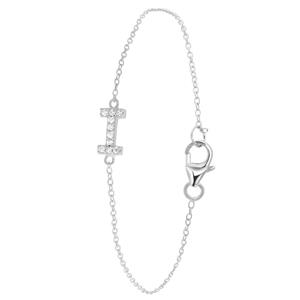 Lucardi Zilveren armband alfabet met zirkonia - c