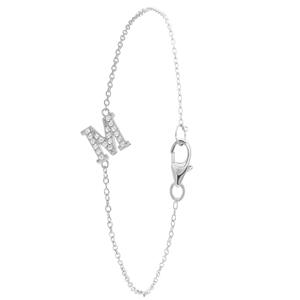 Lucardi Zilveren armband alfabet met zirkonia - c