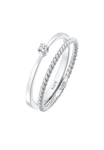 Elli DIAMONDS Dames Eenzaam Gedraaid Set van 2 met Diamant (0.03 ct.) in 925 Sterling Zilver