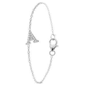 Lucardi Zilveren armband alfabet met zirkonia - c