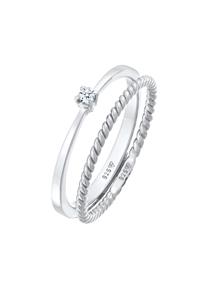 Elli DIAMONDS Dames Eenzaam Gedraaid Set van 2 met Diamant (0.03 ct.) in 925 Sterling Zilver