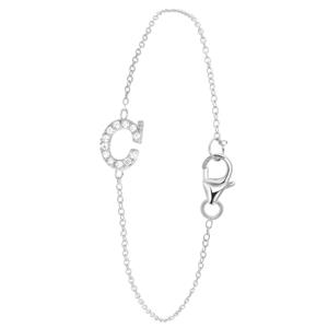 Lucardi Zilveren armband alfabet met zirkonia - c