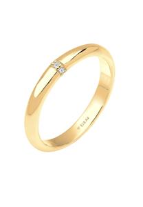 Elli DIAMONDS Dames Band Ring met Diamant (0.045 ct) Delicate in 925 Sterling Zilver rose goud verguld