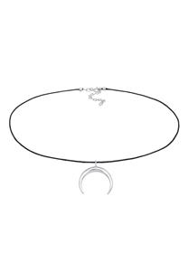 Elli Dames Choker Halvemaan Hanger Nylon in 925 sterling zilver