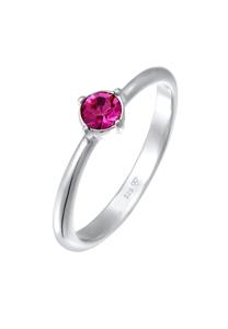 Elli Dames Eenzaam klassiek met kristal roze in 925 sterling zilver