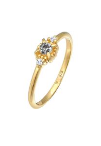 Elli DIAMONDS Dames Solitaire Ring Salt-Pepper met diamant (0.11 ct.) en topaas edelsteen in 925 Sterling Zilver