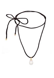 Elli Dames druppel hanger strik met schelpkern parel en satijn wit in 925 sterling zilver