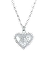 Elli Dames Hart Hanger Edelweiss Dirndl Look in 925 Sterling Zilver