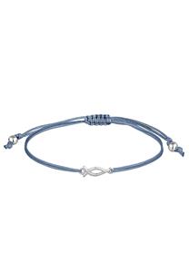 Elli Dames Vissymbool Bevestiging met Nylon Lichtblauw in 925 Sterling Zilver