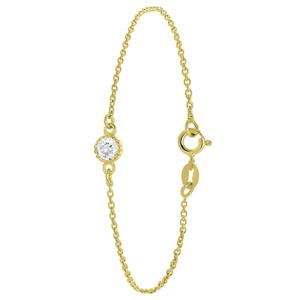 Lucardi Zilveren armband goldplated geboortesteen - maart