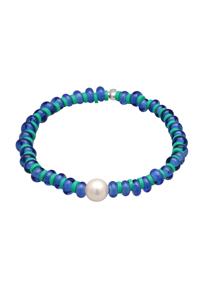 Elli Dames glaskralen zomer met heishi disc en schelpkern parel in 925 sterling zilver verguld