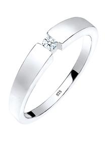 Elli DIAMONDS Dames Band Klassieke met Diamant (0.06 ct.) in 925 sterling zilver