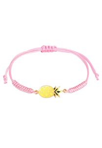 Elli Kinderen Ananas Kleurrijke Zomer Nylon Roze Verstelbaar in 925 Sterling Zilver Verguld