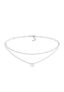 Elli Dames choker laagje ballen met kristallen in 925 sterling zilver