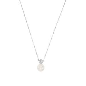 Amor Ketting met hanger voor dames, 925 sterling zilver, gesynthetiseerde zirkonia, glazen kraal