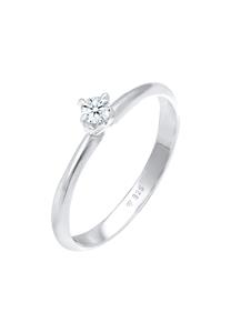 Elli DIAMONDS Dames Solitaire Ring Filigraan Klassiek met Diamant (0.11 ct.) in 925 Sterling Zilver