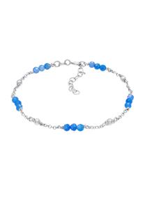 Elli Damesbal Agaat Blauw Trend Verstelbaar in 925 Sterling Zilver