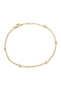 Elli Dames Klassiek Basis met Kristallen in 925 Sterling Zilver Goud