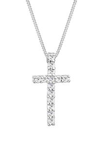 Elli Dames Kruis Hanger Elegant met Kristallen in 925 Sterling Zilver