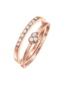 Elli Dames hart memoire set van 2 met zirkonia kristallen in 925 sterling zilver