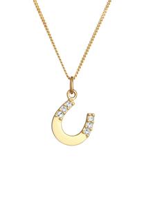 Elli Dames hoefijzer hanger eenvoudig met kristal in 925 sterling zilver