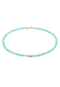 Elli PREMIUM Ketting Dames Trend met Amazoniet kralen in 925 sterling zilver Verguld