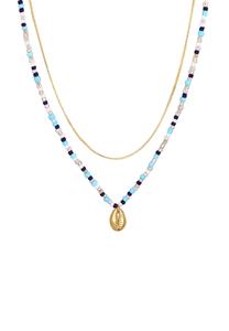 Elli Dames Laag Schelp hanger glazen kralen kleurrijke zomer trend in 925 sterling zilver Gold Plated