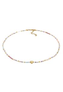 Elli Dames Choker glazen kralen hart trend in 925 sterling zilver verguld