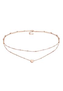 Elli Dames Choker Gelaagde Look Hart Trend in 925 Sterling Zilver