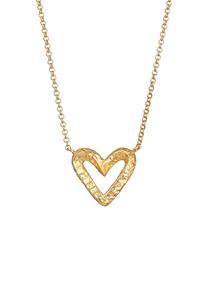 Elli Dames Hart Hanger Uitgesneden Gehamerd in 925 Sterling Zilver Verguld