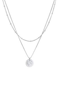 Elli Dames Bol Plaatje Hanger Gehamerd Laagje 2-laags in 925 Sterling Zilver