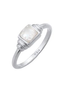 Elli PREMIUM Ring Dames Kwadraat Vintage met Maansteen in 925 sterling zilver Verguld