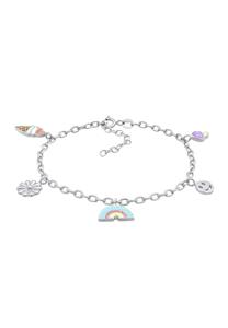 Elli Dames Bloem Paddenstoel Hanger met Emaille en Glaskristal in 925 Sterling Zilver