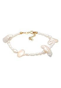 Elli PREMIUM Elli PREMIUM armband dames barok trend met zoetwater gekweekte parels in 925 sterling zilver verguld