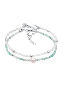 Elli PREMIUM armband dames set kralen met maansteen en zoetwater gekweekte parel in 925 sterling zilver