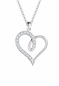 Elli Dames hanger met uitgesneden hart Symbool Liefde Elegant met kristallen in 925 Sterling Zilver