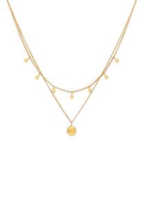 Elli Dames laagje plaatje hanger disc zon in 925 sterling zilver verguld