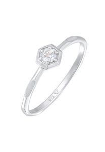 Elli Dames Eenzaam Geo Octagon met Zirkonia Kristal in 925 Sterling Zilver