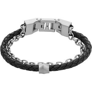 Fossil Armband Fossil Herren-Armband Edelstahl, Leder, Herrenschmuck