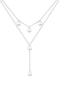 Elli Dames Y-Ketting Geo Laagje Cirkel Plaatje in 925 Sterling Zilver