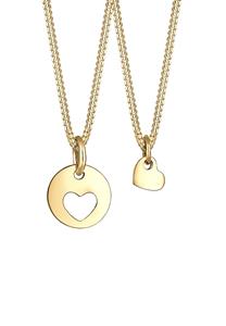 Elli Dames Set Hart Cut-Out Hanger Moeder Kind Liefde in 925 Sterling Zilver Roségoud Verguld