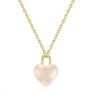 Glanzstücke München Silberkette Herz gelbgold, Kette mit Anhänger Sterling Silber gelbgold Rosenquarz