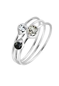 Elli Dames Stapelen Set van 3 Elegant met Kristallen in 925 Sterling Zilver