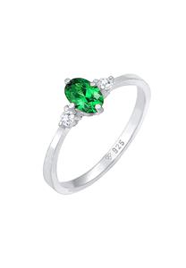 Elli Dames Band Elegant met Zirkonia Kristallen Groen in 925 Sterling Zilver