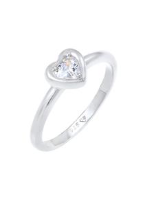 Elli Dames Hart Liefde met Zirkonia Kristallen in 925 Sterling Zilver Verguld